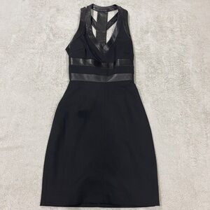 Bebe Black Mini Dress Leather Cage Straps Size 00